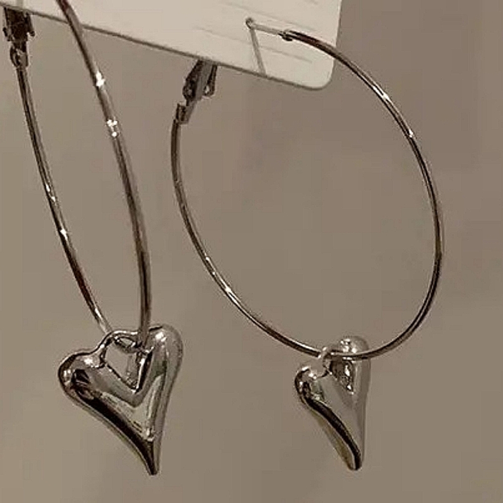 Heart Hoop Charm Earrings